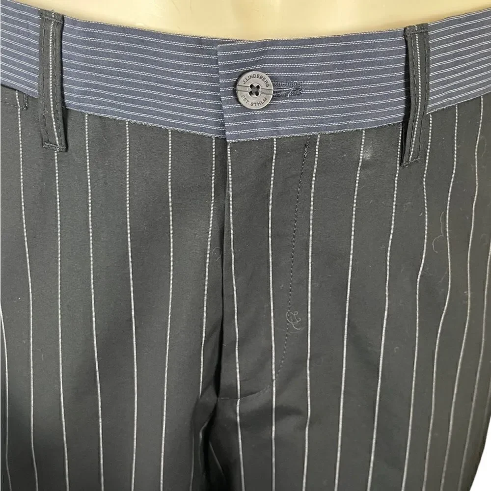 NWT J. Lindeberg Slim Fit F/F Black/White Pinstripe Casual Dress Pants Size 32